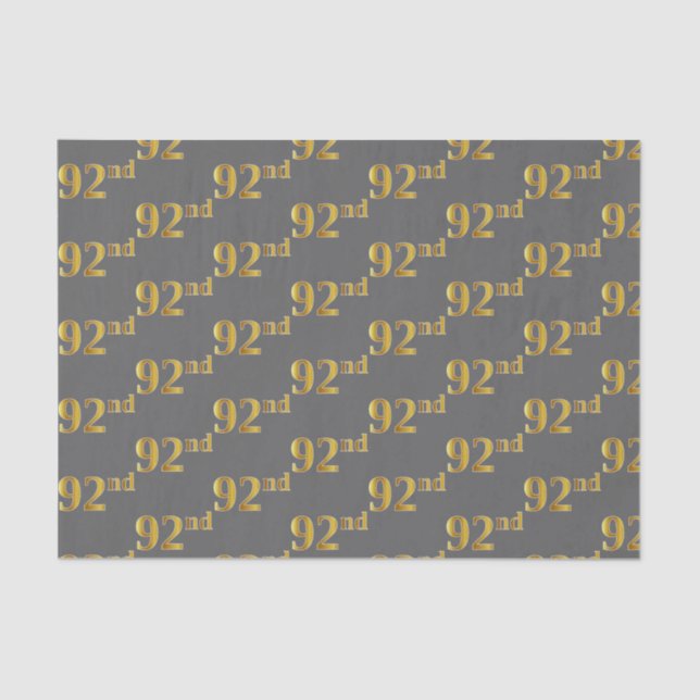 Gray, Faux Gold 92nd (Ninety-Second) Event Tissue Paper (Front)