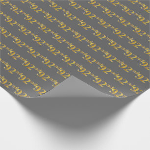 Gray, Faux Gold 92nd (Ninety-Second) Event Wrapping Paper