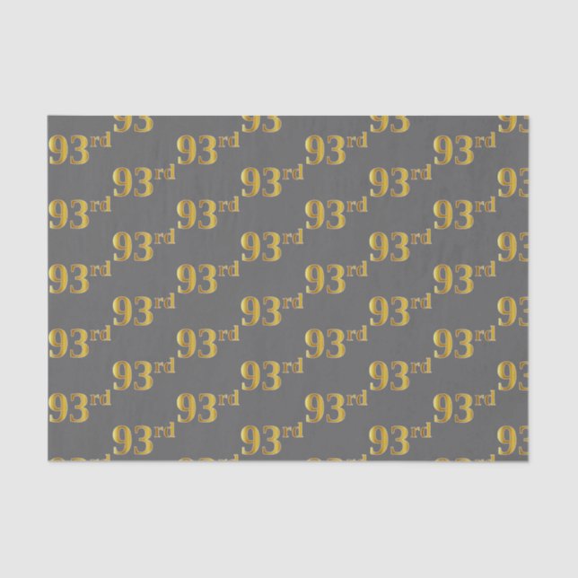 Gray, Faux Gold 93rd (Ninety-Third) Event Tissue Paper (Front)
