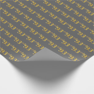 Gray, Faux Gold 93rd (Ninety-Third) Event Wrapping Paper