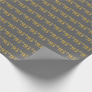 Gray, Faux Gold 95th (Ninety-Fifth) Event Wrapping Paper