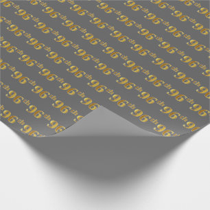 Gray, Faux Gold 96th (Ninety-Sixth) Event Wrapping Paper