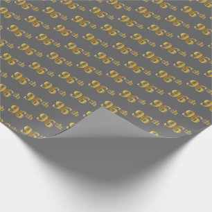 Gray, Faux Gold 96th (Ninety-Sixth) Event Wrapping Paper