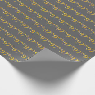 Gray, Faux Gold 97th (Ninety-Seventh) Event Wrapping Paper