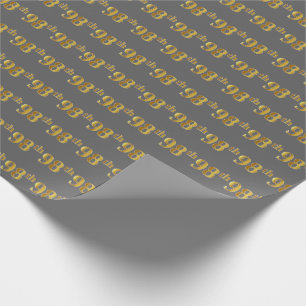Gray, Faux Gold 98th (Ninety-Eighth) Event Wrapping Paper