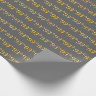 Gray, Faux Gold 99th (Ninety-Ninth) Event Wrapping Paper