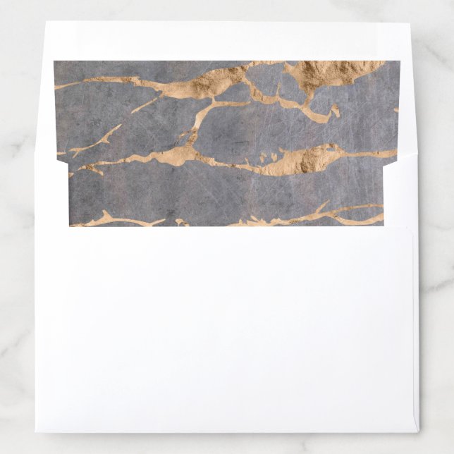 Gray & Faux Gold Cracks Envelope Liner (In Envelope)