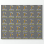 [ Thumbnail: Gray, Faux Gold "Happy 1st Birthday" Wrapping Paper ]