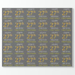 [ Thumbnail: Gray, Faux Gold "Happy 27th Birthday" Wrapping Paper ]