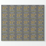 [ Thumbnail: Gray, Faux Gold "Happy 35th Birthday" Wrapping Paper ]