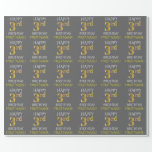 [ Thumbnail: Gray, Faux Gold "Happy 3rd Birthday" Wrapping Paper ]