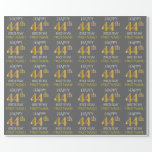 [ Thumbnail: Gray, Faux Gold "Happy 44th Birthday" Wrapping Paper ]