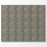[ Thumbnail: Gray, Faux Gold "Happy 46th Birthday" Wrapping Paper ]