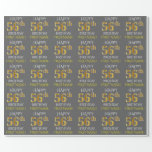 [ Thumbnail: Gray, Faux Gold "Happy 56th Birthday" Wrapping Paper ]