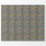 [ Thumbnail: Gray, Faux Gold "Happy 59th Birthday" Wrapping Paper ]