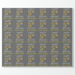 [ Thumbnail: Gray, Faux Gold "Happy 5th Birthday" Wrapping Paper ]