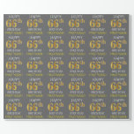 [ Thumbnail: Gray, Faux Gold "Happy 66th Birthday" Wrapping Paper ]