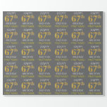 [ Thumbnail: Gray, Faux Gold "Happy 67th Birthday" Wrapping Paper ]