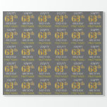 [ Thumbnail: Gray, Faux Gold "Happy 68th Birthday" Wrapping Paper ]