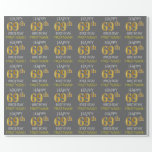 [ Thumbnail: Gray, Faux Gold "Happy 69th Birthday" Wrapping Paper ]