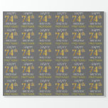 [ Thumbnail: Gray, Faux Gold "Happy 74th Birthday" Wrapping Paper ]