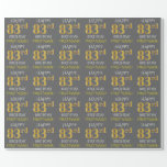 [ Thumbnail: Gray, Faux Gold "Happy 83rd Birthday" Wrapping Paper ]
