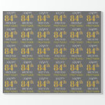 [ Thumbnail: Gray, Faux Gold "Happy 84th Birthday" Wrapping Paper ]