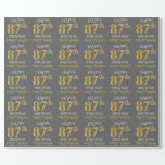 [ Thumbnail: Gray, Faux Gold "Happy 87th Birthday" Wrapping Paper ]