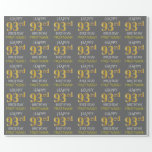 [ Thumbnail: Gray, Faux Gold "Happy 93rd Birthday" Wrapping Paper ]