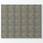 [ Thumbnail: Gray, Faux Gold "Happy 95th Birthday" Wrapping Paper ]