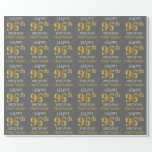 [ Thumbnail: Gray, Faux Gold "Happy 96th Birthday" Wrapping Paper ]