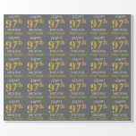 [ Thumbnail: Gray, Faux Gold "Happy 97th Birthday" Wrapping Paper ]