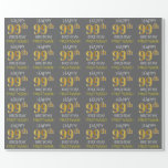 [ Thumbnail: Gray, Faux Gold "Happy 99th Birthday" Wrapping Paper ]