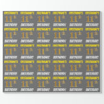 [ Thumbnail: Gray, Faux/Imitation Gold, "11th Birthday" Wrapping Paper ]