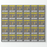 [ Thumbnail: Gray, Faux/Imitation Gold, "13th Birthday" Wrapping Paper ]