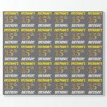 [ Thumbnail: Gray, Faux/Imitation Gold, "15th Birthday" Wrapping Paper ]