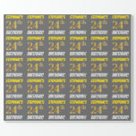 [ Thumbnail: Gray, Faux/Imitation Gold, "24th Birthday" Wrapping Paper ]