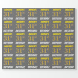 [ Thumbnail: Gray, Faux/Imitation Gold, "31st Birthday" Wrapping Paper ]