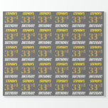 [ Thumbnail: Gray, Faux/Imitation Gold, "33rd Birthday" Wrapping Paper ]