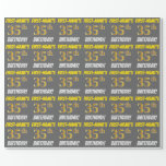 [ Thumbnail: Gray, Faux/Imitation Gold, "35th Birthday" Wrapping Paper ]