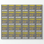 [ Thumbnail: Gray, Faux/Imitation Gold, "41st Birthday" Wrapping Paper ]
