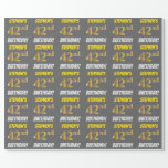 [ Thumbnail: Gray, Faux/Imitation Gold, "42nd Birthday" Wrapping Paper ]