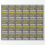 [ Thumbnail: Gray, Faux/Imitation Gold, "43rd Birthday" Wrapping Paper ]