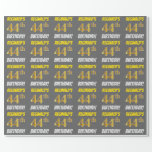 [ Thumbnail: Gray, Faux/Imitation Gold, "44th Birthday" Wrapping Paper ]
