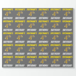 [ Thumbnail: Gray, Faux/Imitation Gold, "4th Birthday" Wrapping Paper ]