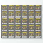[ Thumbnail: Gray, Faux/Imitation Gold, "54th Birthday" Wrapping Paper ]