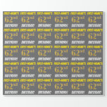 [ Thumbnail: Gray, Faux/Imitation Gold, "62nd Birthday" Wrapping Paper ]