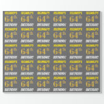 [ Thumbnail: Gray, Faux/Imitation Gold, "64th Birthday" Wrapping Paper ]