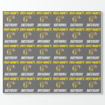 [ Thumbnail: Gray, Faux/Imitation Gold, "6th Birthday" Wrapping Paper ]