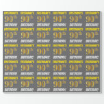 [ Thumbnail: Gray, Faux/Imitation Gold, "90th Birthday" Wrapping Paper ]